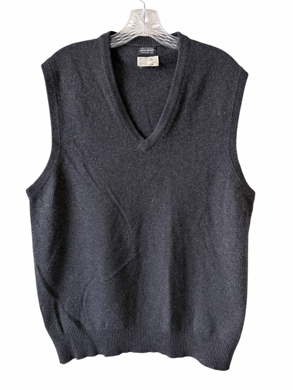 Vintage Brooks Brothers 100% Pure Cashmere Charcoal Gray Sweater Vest Men’s XL